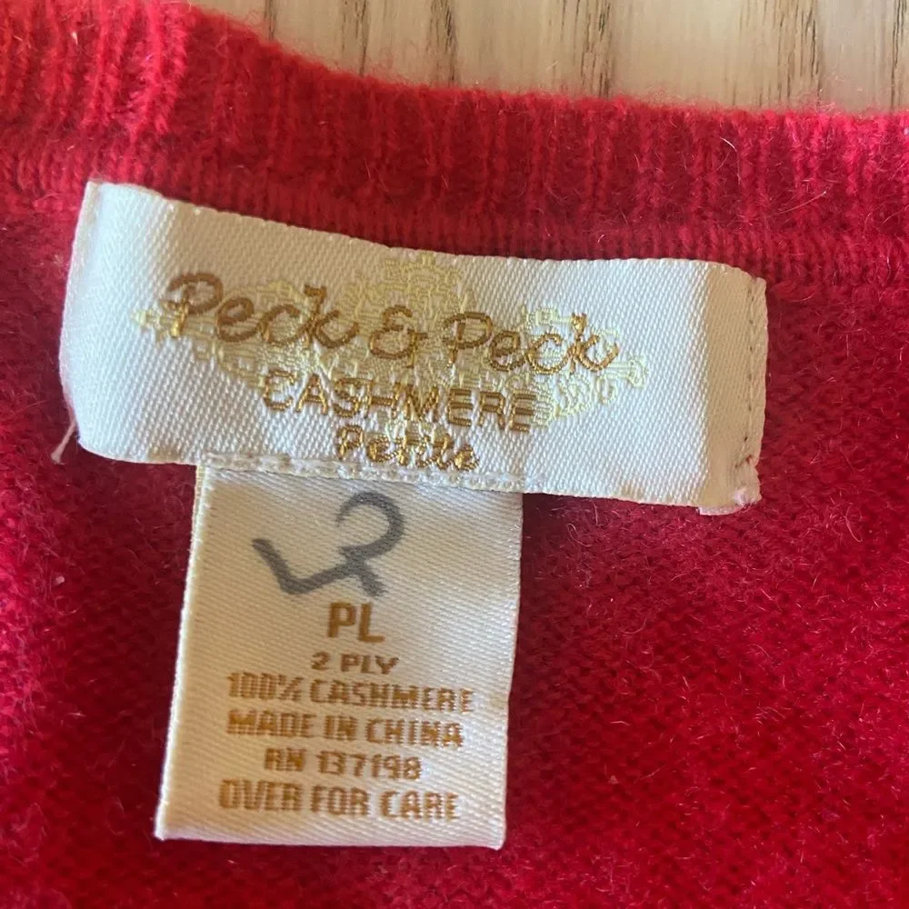 Peck & Peck Red Cashmere Sweater Women’s Petite Large - Picture 4 of 5